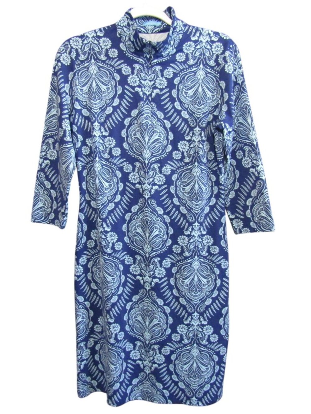 J McLaughlin Bedford Catalina Cloth Blue Floral 1/4 Zip Shift Dress Size M
